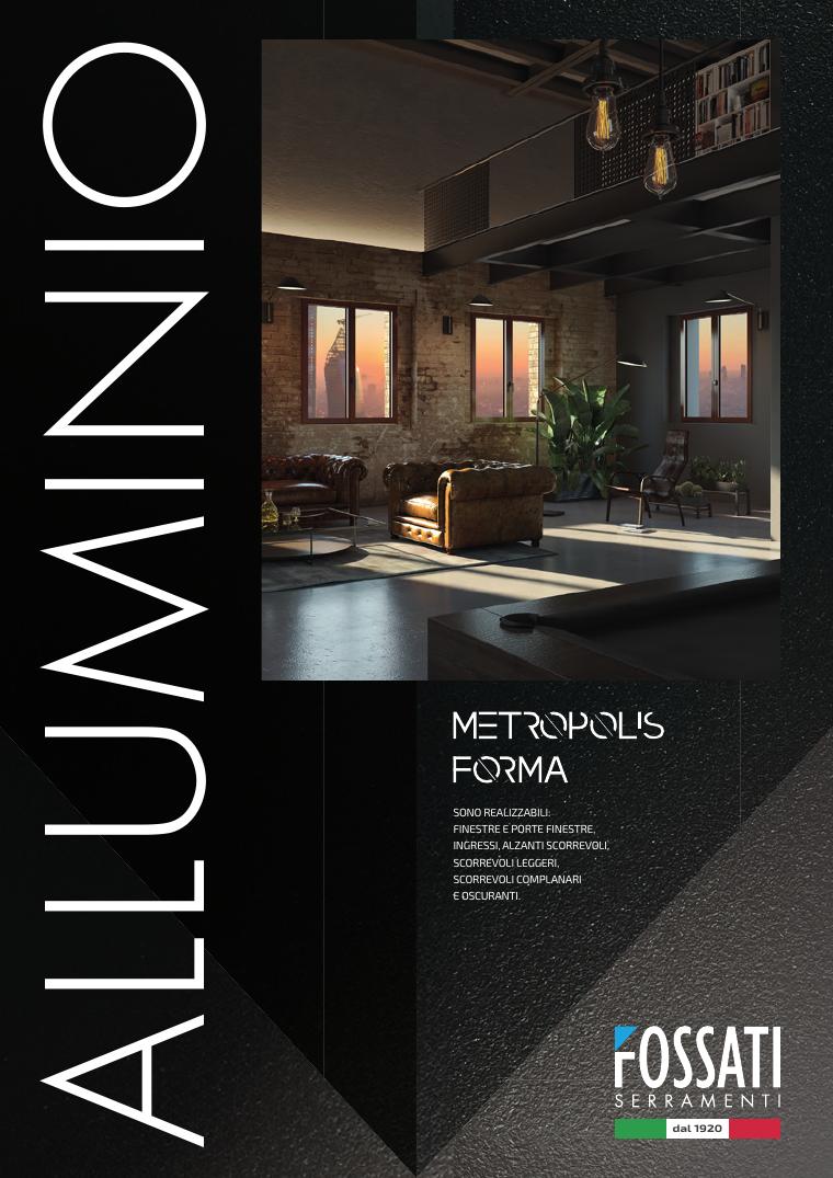 Copertina del catalogo Fossati in alluminio Metropolis e Forma