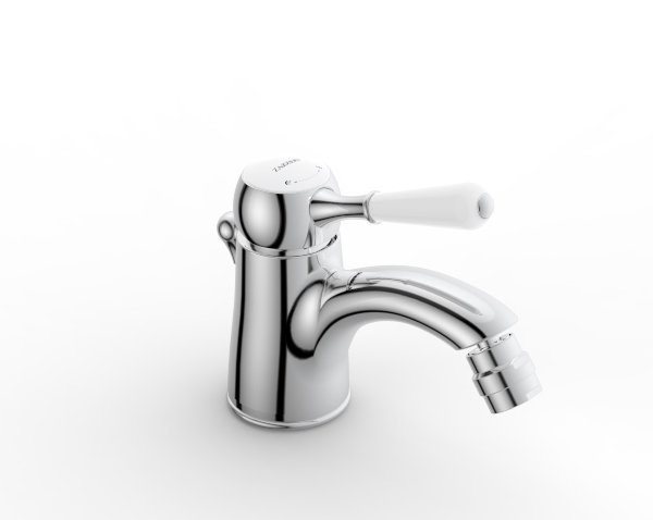 Miscelatore classico a leva progressiva con leva in ceramica bianca