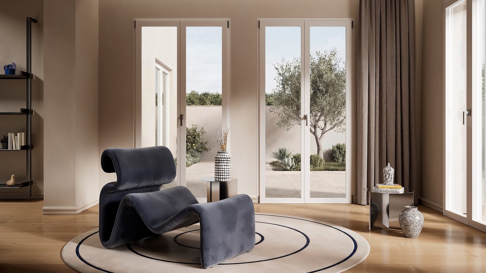 Porte-finestre in PVC bianco affacciate sul verde