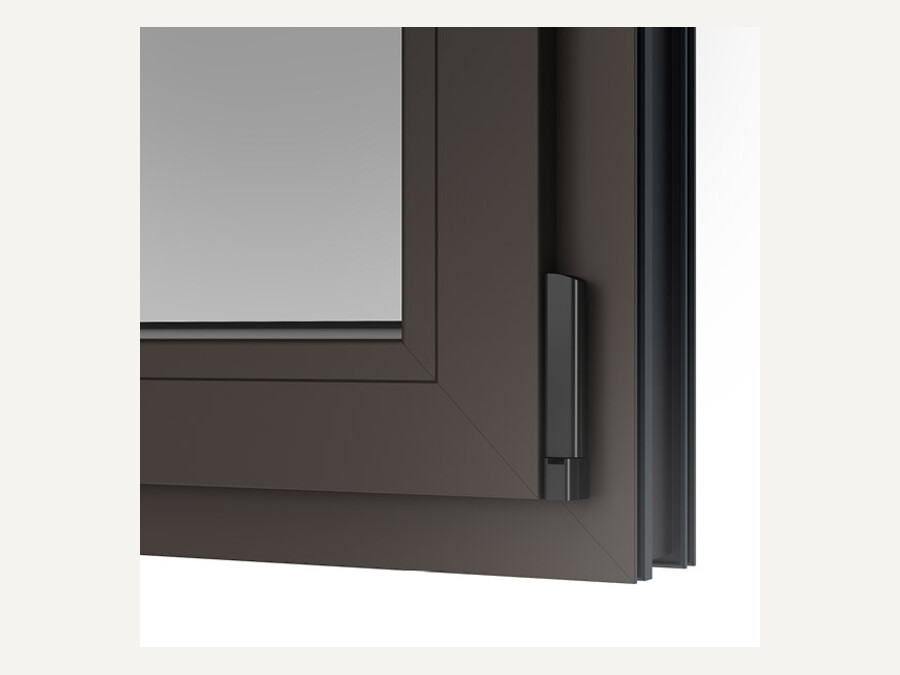 Dettaglio di finestra in PVC antracite