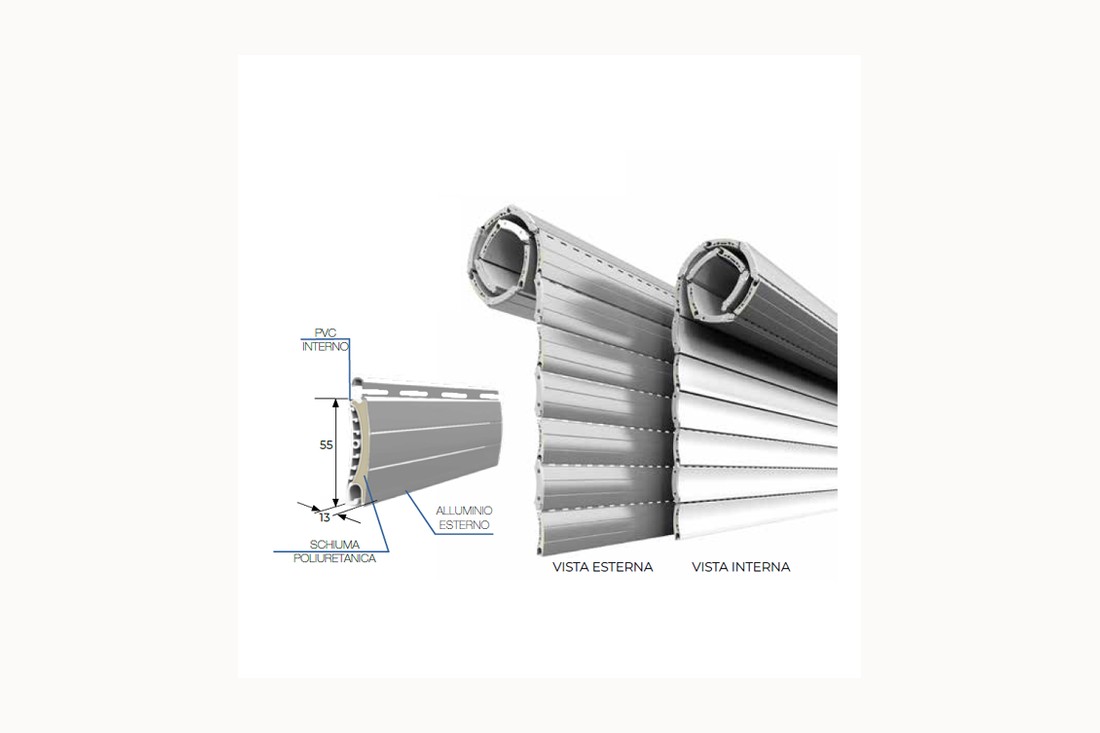 Tapparella ibrida bicolore alluminio fuori e PVC dentro Pasini Maxiroll Double Face