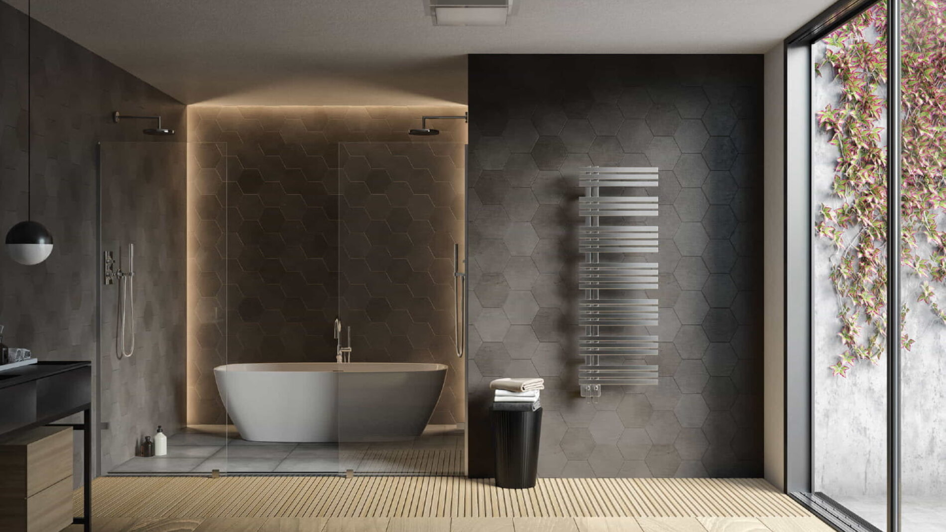 Bagno contemporaneo con scaldasalviette Irsap in acciaio inox